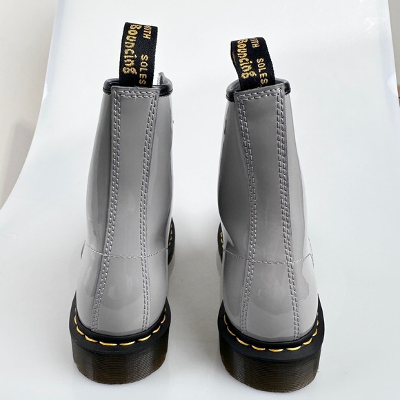 NIB Dr. Martins Patent Leather Combat Boots Gray US 9 - Picture 7 of 14